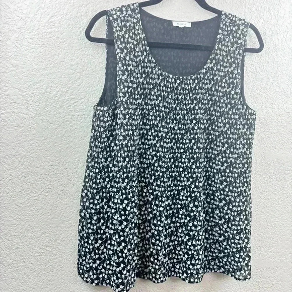 Pleione Floral Pleated Sleeveless Blouse - Size S - Picture 3 of 5